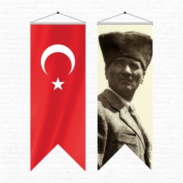 Atatürk Posteri ve Türk Bayrağı Kırlangıç 50x150 cm -3