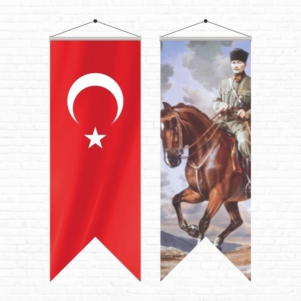 Atatürk Posteri ve Türk Bayrağı Kırlangıç 50x150 cm -4