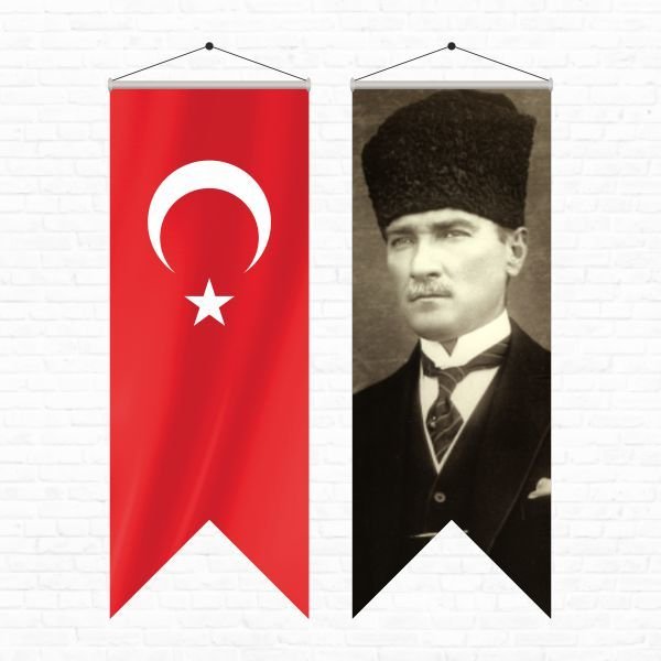 Atatürk Posteri ve Türk Bayrağı Kırlangıç 50x150 cm-5