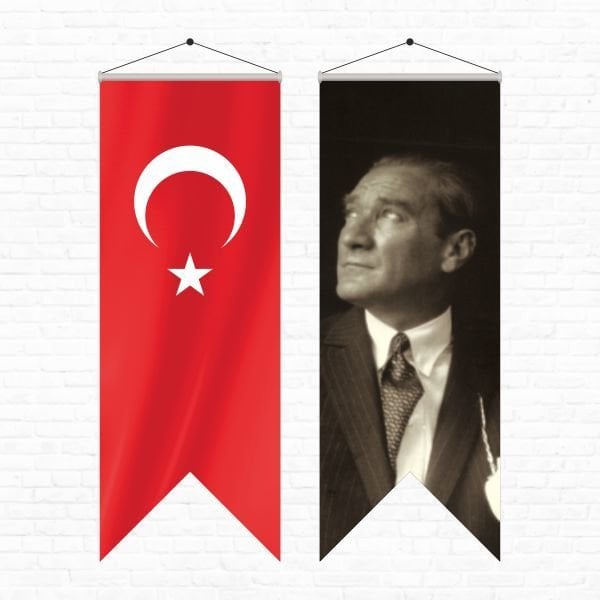 Atatürk Posteri ve Türk Bayrağı Kırlangıç 50x150 cm -6