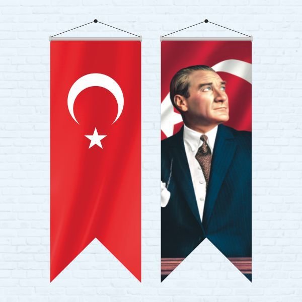 Atatürk Posteri ve Türk Bayrağı Kırlangıç 70x200 cm -1