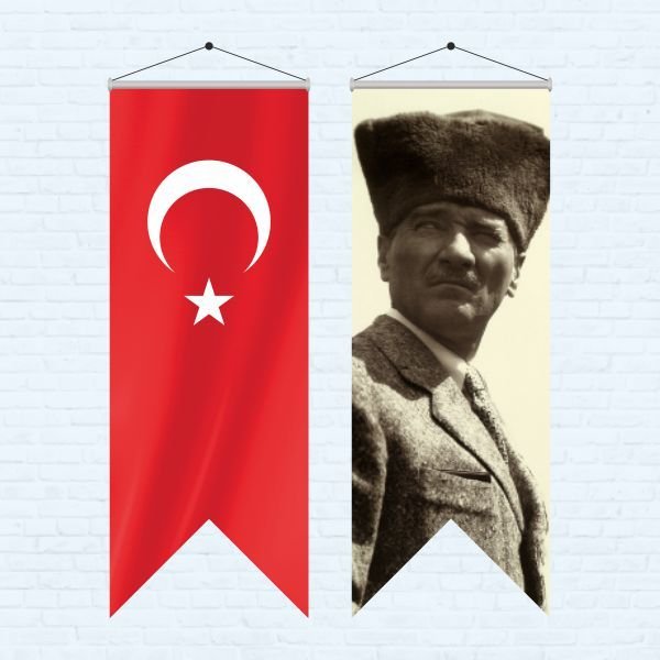 Atatürk Posteri ve Türk Bayrağı Kırlangıç 70x200 cm -3