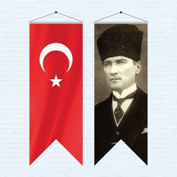 Atatürk Posteri ve Türk Bayrağı Kırlangıç 70x200 cm -5