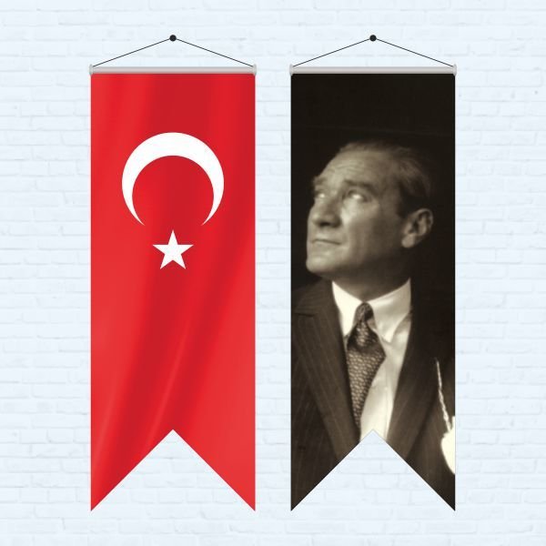Atatürk Posteri ve Türk Bayrağı Kırlangıç 70x200 cm-6