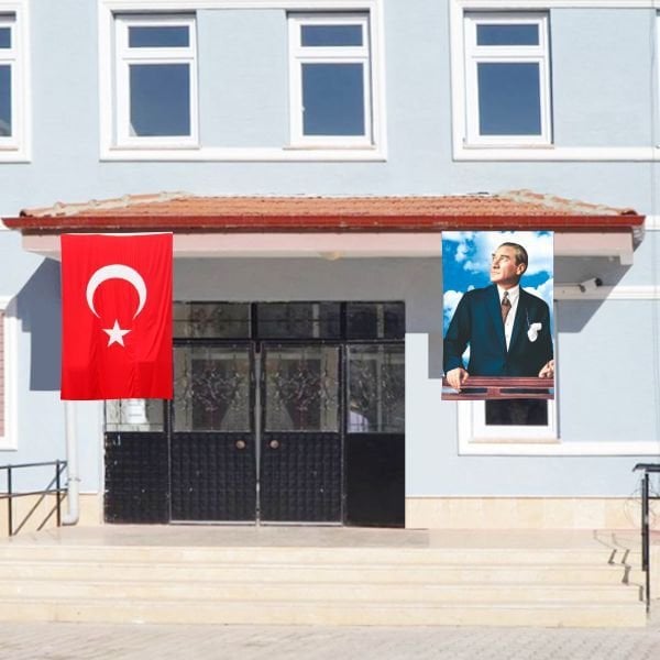Atatürk Posteri ve Türk Bayrağı Raşel Kumaş 100x150 cm -2