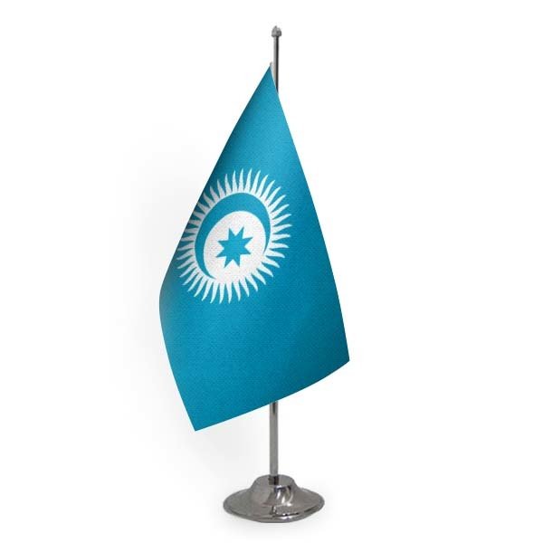 Türk Devletleri Teşkilatı Masa Bayrağı Tekli 15x22,5 cm (Direkli)