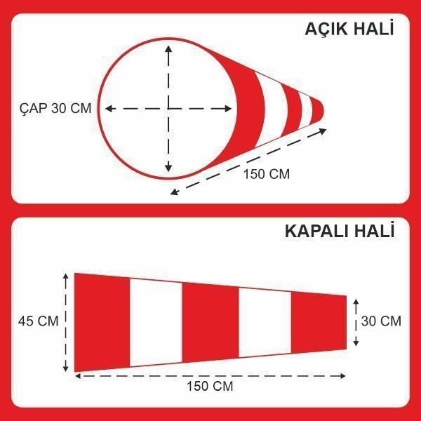 Rüzgar Çorabı-Tulumu Çap 30 cm Uzunluk 30x45x150