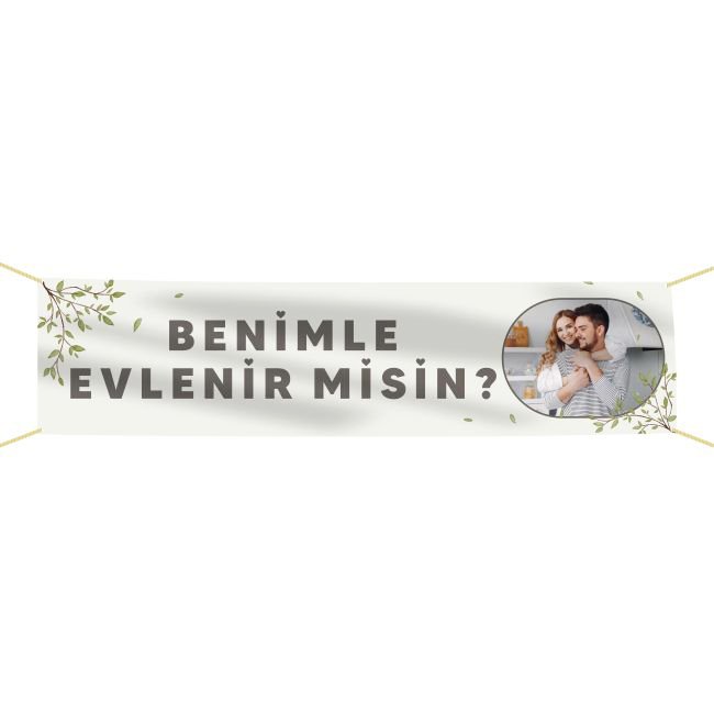 Kişiye Özel Resimli Benimle Evlenir misin? Kumaş Pankart