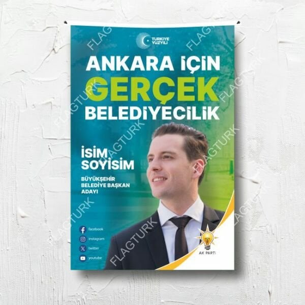 Ak Parti 2024 Belediye Başkanı Aday Posteri 100x150 cm
