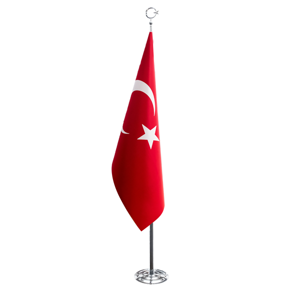 Türk Makam Bayrağı Telalı + Krom Direk (Simsiz)