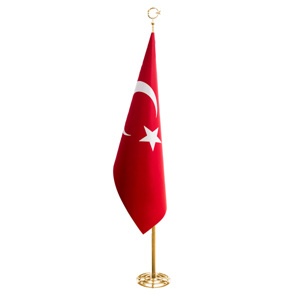Türk Makam Bayrağı Telalı + Pirinç Direk (Simsiz)