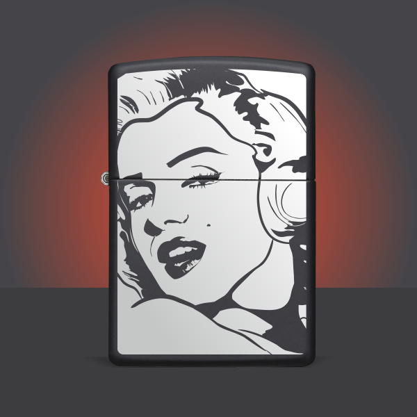 Marilyn Monroe Baskılı Benzinli Siyah Metal Çakmak-25