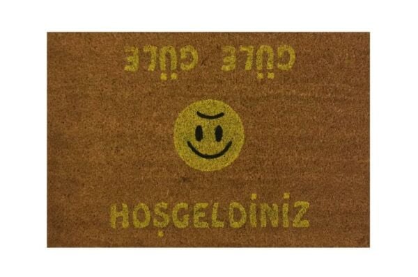 Giz Home Koko Kapı Paspası 40X60 Sarı Hoşgeldiniz Güle Güle Smile