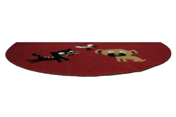 Giz Home İtalyan Luna Kapı Paspası 40X65 Yarımay Kırmızı Kedi Köpek Kelebek