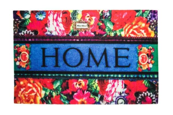 Giz Home Rock&Roll Kapı Paspası 45X75 Çiçekli Home