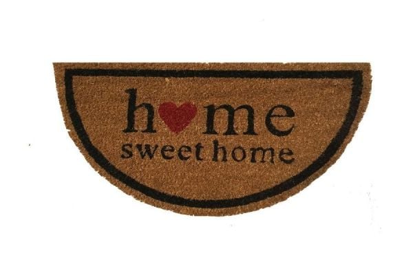 Giz Home Koko Kapı Paspası 33X60 Cm Yarımay  Home Sweet Home Kalp