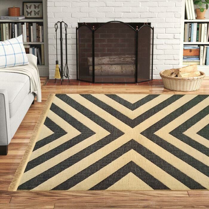 Giz Home Boho Jüt Halı Zigzag Siyah