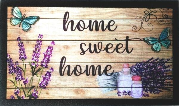 Giz Home İtalyan Format Kapı Paspası 40X68 Home Sweet Home Lavanta