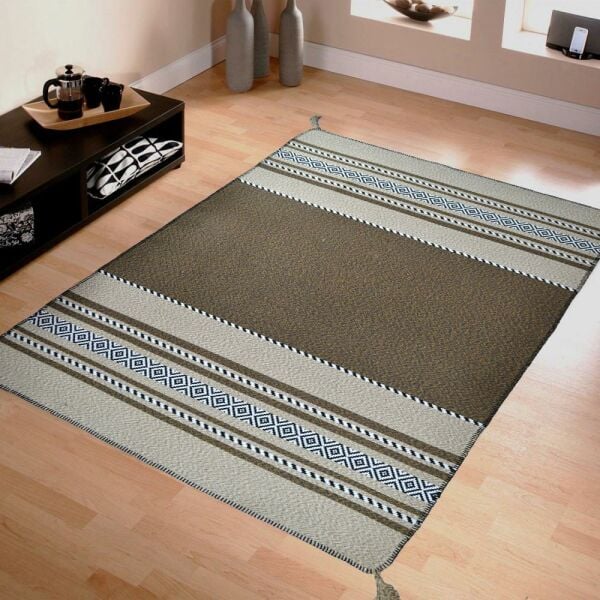 Giz Home Molly Çift Taraflı Kilim Ml14 Kahve Çizgili