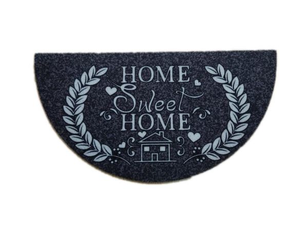 Giz Home Boyalı/Megan Kapı Paspası 40x75 Yarımay Gri Home Sweet Home