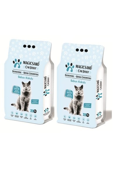 MAGİCSAND Marsilya Sabun Kokulu Kedi Kumu 10 Lt X 2 Adet  KALIN TANELİ