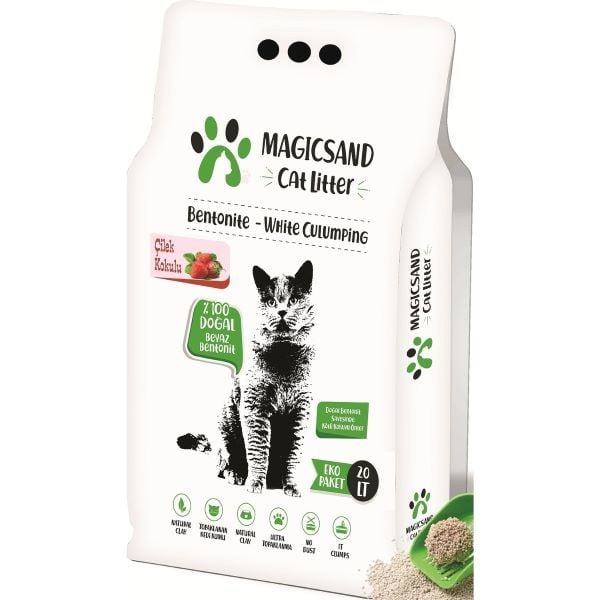 Magicsand Cat Litter Çilek Kokulu Kedi Kumu 20 lt İnce Taneli