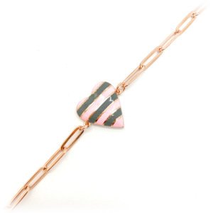 Pembe Gri Kalp Bileklik