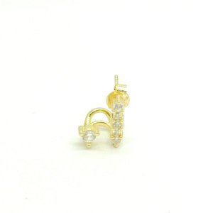 Gümüş Gold Beyaz Taşlı Küpe -adet-