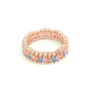 Pastel Renkli Rose Tam Tur Yüzük 7 numara
