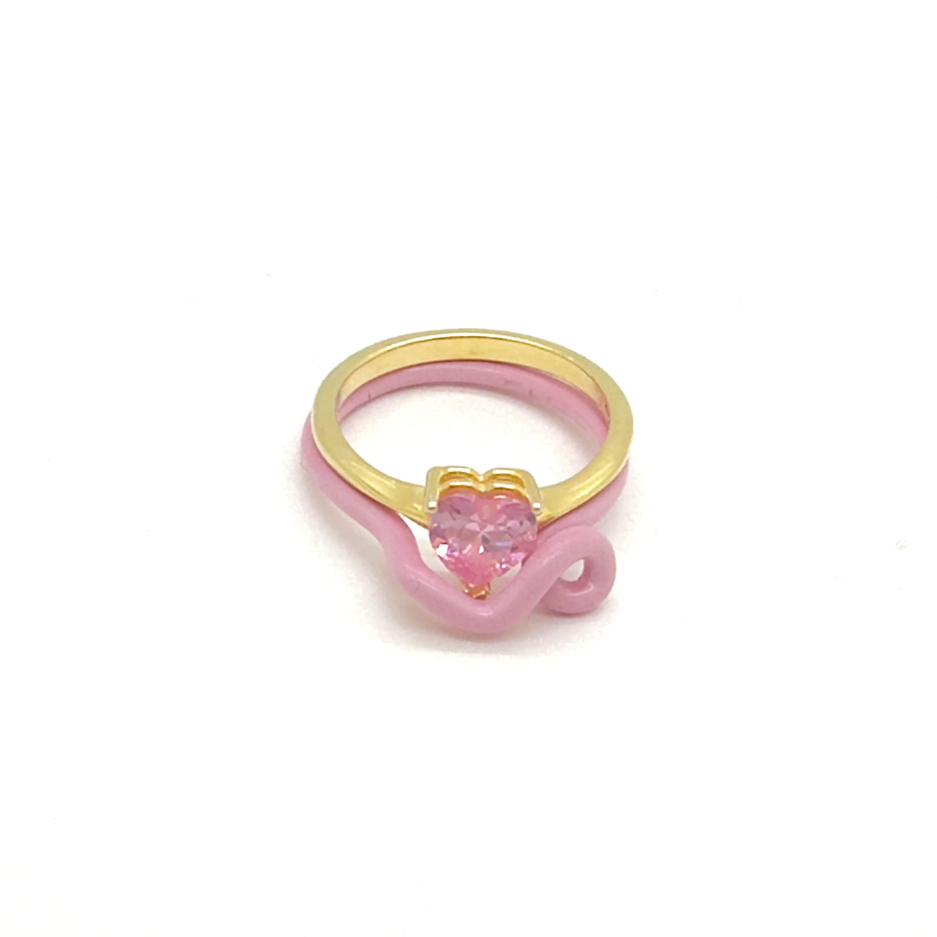Pembe 2li Kalp Yüzük