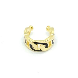 Siyah Gold Zincir Görünümlü Kıkırdak Küpe