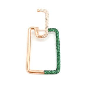 Imported Hanger Earring Big Green Square Earrings