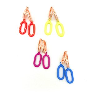Tiny neon color Oval Earrings -Tek-