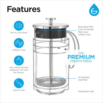 Grosche Madrid French Press 8 Cup 1000 ml