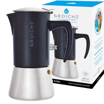 Grosche Milano Çelik Moka Pot Siyah 6 Cup 275 ml