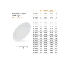 BORSAN YUVARLAK SLİM LED PANEL ARMATÜR 12W SIVA ALTI 6500K BL-S1-2012
