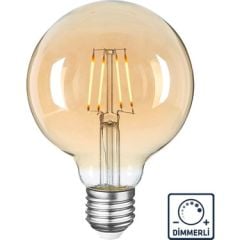 LIGTEX 4W E27 390LM G95 AMBER LED FLAMANLI RUSTİK AMPUL
