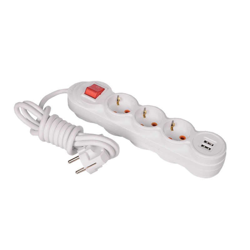 204986 BELEK ÇOCUK KORUMALI USB 3'LÜ 3 MT KABLOLU ANAHTARLI GRUP PRİZ