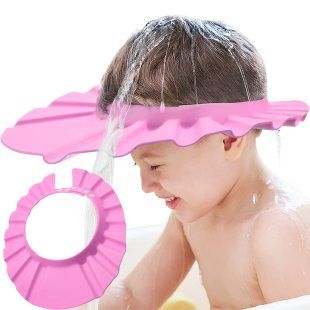 Bebek Duş Başlığı, Bebek Güneş Şapkası Göz, Ağız ve Kulaklara Su Kaçmasını Önleyeci Pembe Şapka