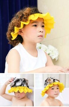 Bebek Duş Başlığı, Bebek Güneş Şapkası Göz, Ağız ve Kulaklara Su Kaçmasını Önleyeci Sarı Şapka.