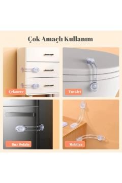 8 Adet Iz Bırakmaz Bebek Güvenlik Dolap Çekmece Kilit Bebek Emniyet Kilidi Çok Amaçlı Kilit Bebek