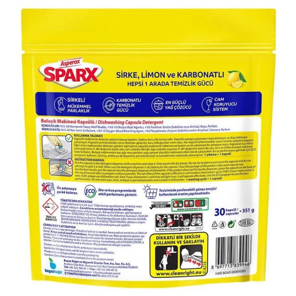 ASPEROX SPARX 30 KAPSÜL DİAMOND BULAŞIK MAKİNESİ TABLET