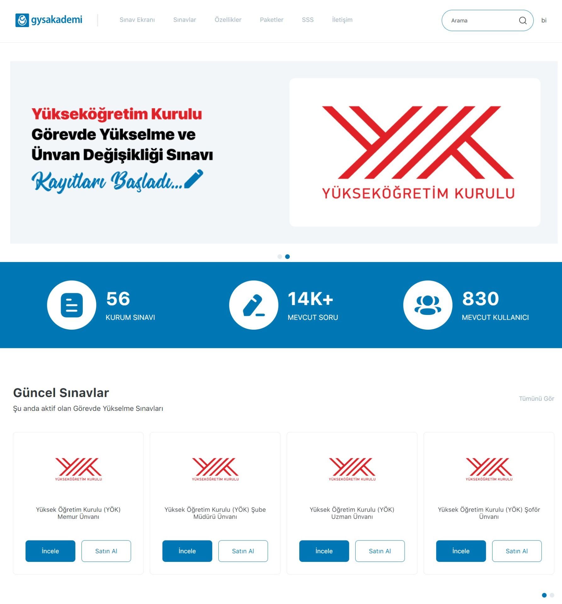 Yüksek Öğretim Kurulu (YÖK) Memur Ünvanı gysakademi Online Sınav Platformu
