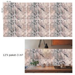 PEMBE MERMER DESENLİ PVC PANEL 41X62 cm