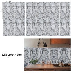 SİYAH ÇİZGİ MERMER DESENLİ PVC PANEL 41X62 cm