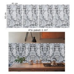 SİYAH ÇİZGİ MERMER DESENLİ PVC PANEL 41X62 cm