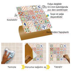 Kendinden Yapışkanlı Modern Karo Desenli 30x30 cm