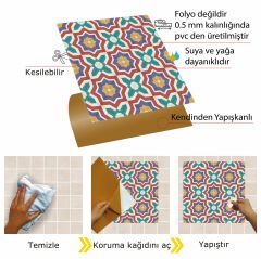 Kendinden Yapışkanlı Kontrast Yıldız Desenli 30x30 cm