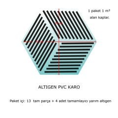 Kendinden Yapışkanlı Renkli Geometrik Altıgen Pvc Karo 27x31 cm