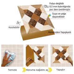 Kendinden Yapışkanlı Ahşap 009 Desenli 30x30 cm